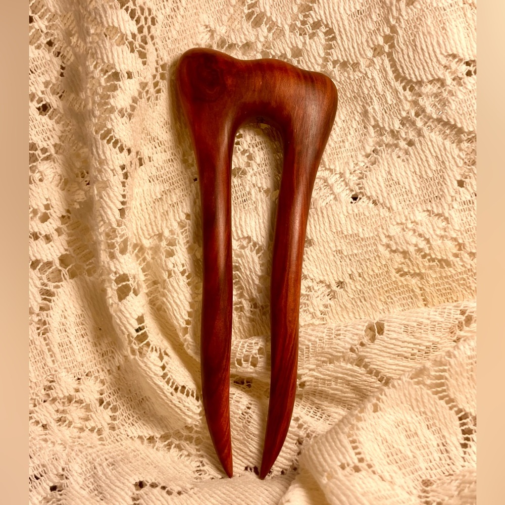 Wood Hair Fork Hand Carved from Grahtoe Studio